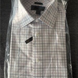Jos. A. Bank Men's White and Pink Plaid Dress Shirt